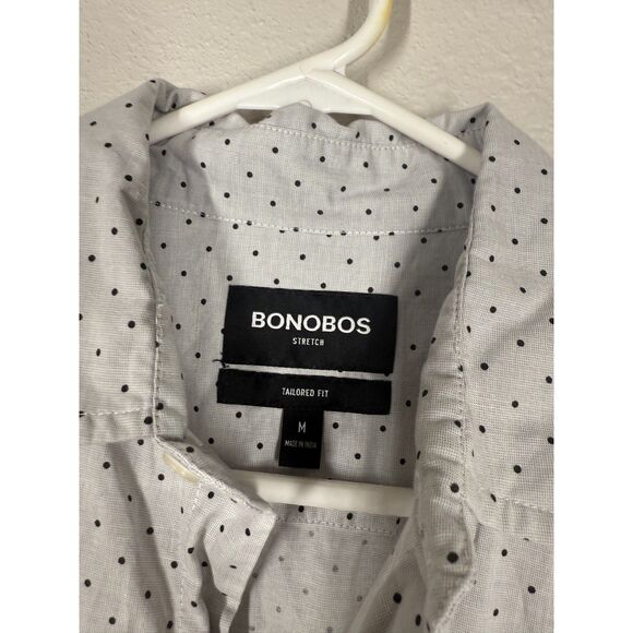 Bonobos Stretch Tailored Fit Mens Polka Dot Shirt Sz M Short Sleeve Button Up - Picture 5 of 8